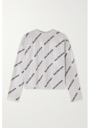Balenciaga - Crystal-embellished Printed Wool Top - Silver - XS,S,M,L