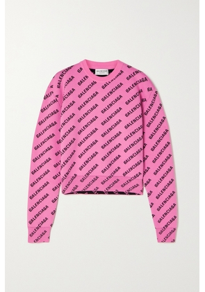 Balenciaga - Cropped Intarsia-knit Sweater - Pink - XS,S,M,L