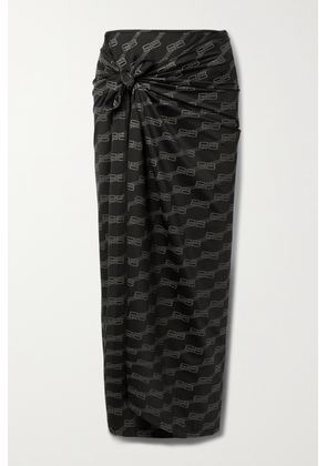 Balenciaga - Gathered Printed Stretch-jersey Pareo - Black - S,M,L