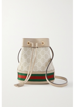 Gucci - Ophidia Mini Textured Leather-trimmed Printed Coated-canvas Bucket Bag - Neutrals - One size