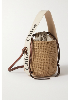 Chloé - Woody Small Leather-trimmed Raffia Basket Bag - White - One size
