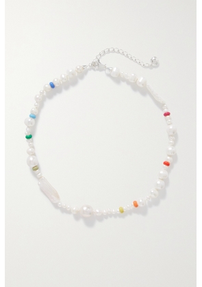 Fry Powers - Coco Sterling Silver, Pearl And Enamel Choker - Multi - One size