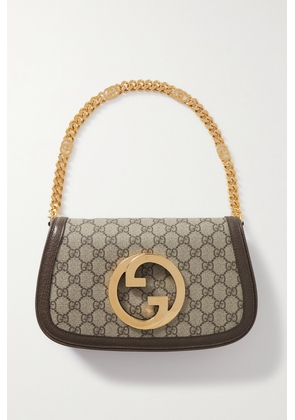 Gucci - New Blondie Textured Leather-trimmed Printed Coated-canvas Shoulder Bag - Gray - One size