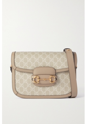 Gucci - Horsebit 1955 Leather-trimmed Printed Coated-canvas Shoulder Bag - Neutrals - One size