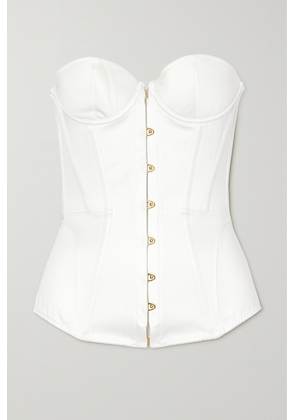 Agent Provocateur - Mercy Strapless Lace-up Cotton-satin Bustier Top - White - 2,3,4,5
