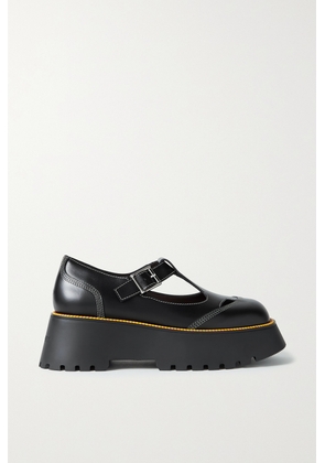Burberry - Topstitched Rope-trimmed Leather Platform Brogues - Black - IT35,IT35.5,IT36,IT36.5,IT37,IT37.5,IT38,IT38.5,IT39,IT39.5,IT40,IT40.5,IT41