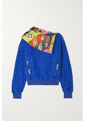 PUCCI - Silk Twill And Cotton-terry Jacquard Sweatshirt - Blue - x small,small,medium,large