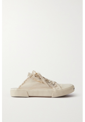 Balenciaga - Paris High Distressed Rubber And Cotton-canvas Slip-on Sneakers - Off-white - IT35,IT36,IT37,IT38,IT39,IT40