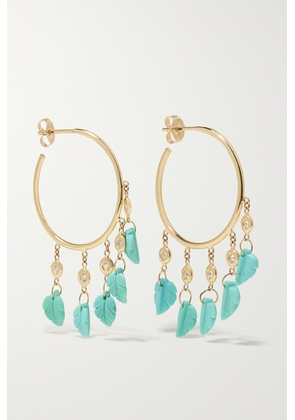 Jacquie Aiche - 14-karat Gold, Turquoise And Diamond Hoop Earrings - Blue - One size