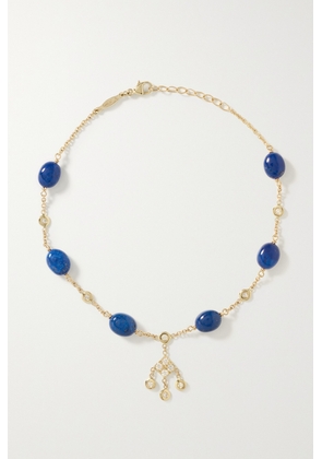 Jacquie Aiche - Shaker 14-karat Gold, Diamond And Lapis Lazuli Anklet - Blue - One size