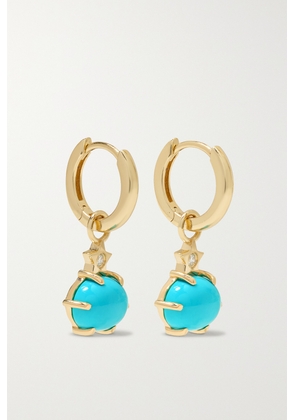 Andrea Fohrman - Mini Cosmo 14-karat Gold, Turquoise And Diamond Earrings - One size
