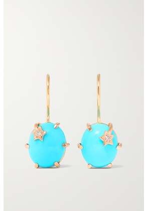 Andrea Fohrman - Mini Galaxy 18-karat Gold, Turquoise And Diamond Earrings - Blue - One size