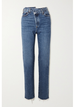 AGOLDE - Criss Cross Frayed High-rise Straight-leg Organic Jeans - Blue - 23,24,25,26,27,28,29,30,31,32