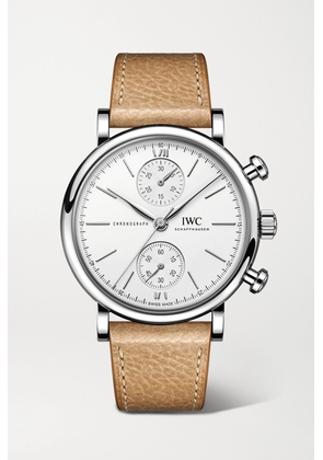 IWC SCHAFFHAUSEN - Portofino Automatic Chronograph 39mm Stainless Steel And Leather Watch - Silver - One size