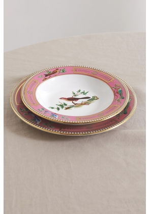 La DoubleJ - Miniscalchi Gold-plated Porcelain Soup And Dinner Plate Set - Pink - One size
