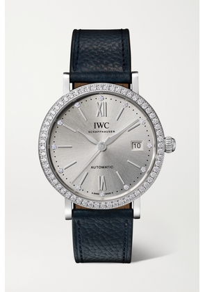 IWC SCHAFFHAUSEN - Portofino Automatic 37mm Stainless Steel, Leather And Diamond Watch - Silver - One size