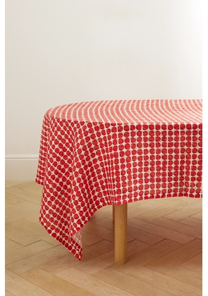La DoubleJ - Large Printed Linen Tablecloth - Red - One size