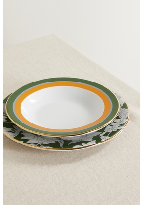 La DoubleJ - Libellula Gold-plated Porcelain Soup And Dinner Plate Set - Green - One size
