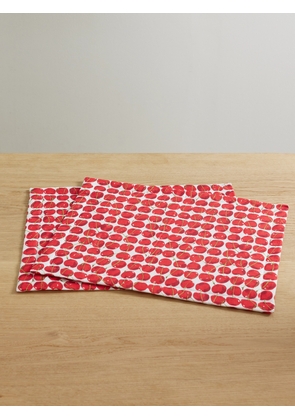 La DoubleJ - Set Of Two Printed Linen Placemats - Red - One size