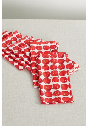 La DoubleJ - Set Of Six Printed Linen Napkins - Red - One size