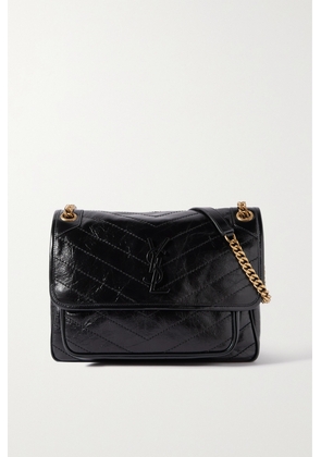 SAINT LAURENT - Niki Medium Quilted Crinkled-leather Shoulder Bag - Black - One size