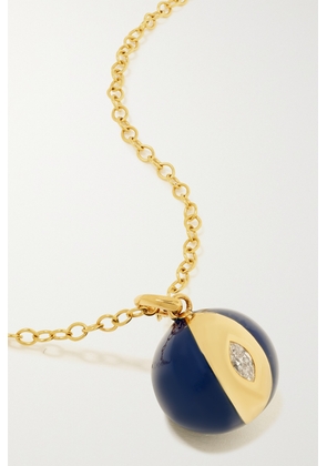 Almasika - Terra Nova Globe 18-karat Gold, Enamel And Diamond Necklace - Blue - One size
