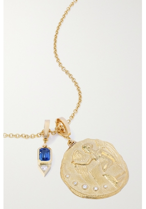 Azlee - Nike Goddess 18-karat Gold, Sapphire And Diamond Necklace - One size