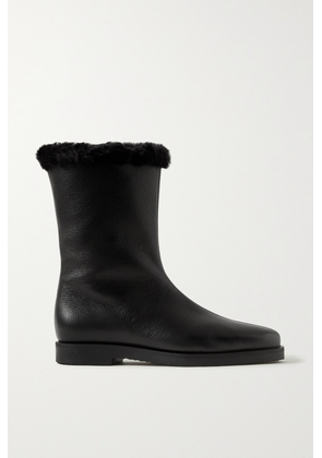 TOTEME - The Off-duty Faux Fur-lined Textured-leather Boots - Black - IT35,IT36,IT37,IT38,IT39,IT40,IT41,IT42