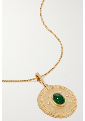 Azlee - 18-karat Gold, Emerald And Diamond Necklace - One size