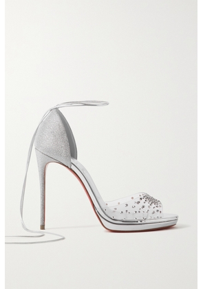 Christian Louboutin - Degratina Frou 120 Glittered Leather And Embellished Pvc Sandals - Silver - IT36,IT36.5,IT37,IT37.5,IT38,IT38.5,IT39,IT39.5,IT40,IT40.5,IT41