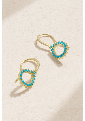 Jennifer Meyer - Mini Open Teardrop 18-karat Gold, Turquoise And Diamond Earrings - Blue - One size