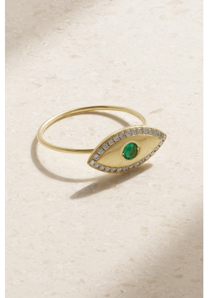 Jennifer Meyer - Medium Evil Eye 18-karat Gold, Diamond And Emerald Ring - 6,7,8