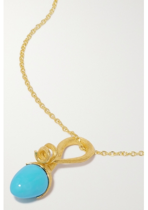 OLE LYNGGAARD COPENHAGEN - Lotus Sprout 18-karat Gold Turquoise Necklace - Blue - One size