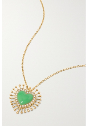 L’Atelier Nawbar - All Hearts On Me 18-karat Gold, Enamel And Diamond Necklace - Green - One size