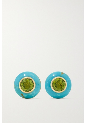 Emily P. Wheeler - + Net Sustain Bernadette Button 18-karat Recycled Gold, Peridot And Turquoise Earrings - Blue - One size