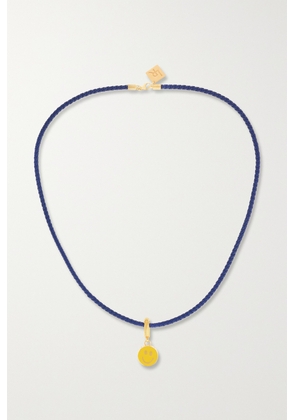Lauren Rubinski - 14-karat Gold, Enamel And Leather Necklace - Blue - One size