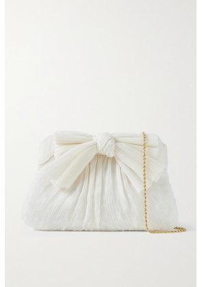 Loeffler Randall - Rayne Bow-embellished Plissé-organza Clutch - Off-white - One size