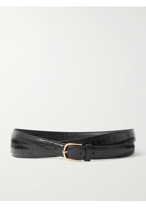 TOTEME - Croc-effect Leather Belt - Black - One size