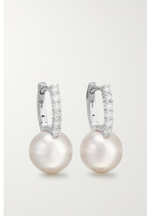 Mikimoto - 18-karat White Gold, Pearl And Diamond Hoop Earrings - One size