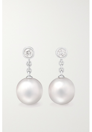 Mikimoto - 18-karat White Gold, Pearl And Diamond Earrings - One size
