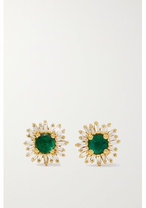 Suzanne Kalan - 18-karat Gold, Emerald And Diamond Earrings - One size