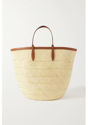 Hunting Season - Iraca Large Leather-trimmed Woven Raffia Tote - Neutrals - One size