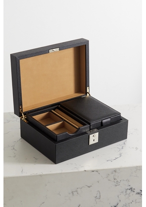 Smythson - Panama Textured-leather Jewelry Box And Travel Tray - Black - One size