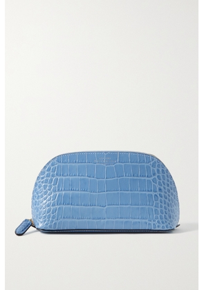 Smythson - Mara Croc-effect Leather Cosmetic Case - Blue - One size