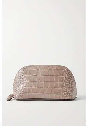 Smythson - Mara Croc-effect Leather Cosmetic Case - Brown - One size