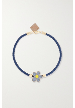 Lauren Rubinski - Flower 14-karat Gold, Glittered Enamel And Leather Bracelet - Blue - One size