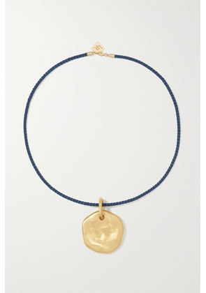 Lauren Rubinski - 14-karat Gold Leather Necklace - Blue - One size