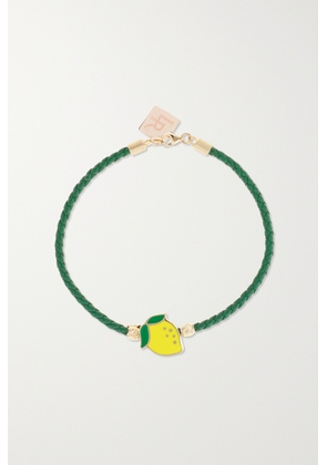 Lauren Rubinski - Lemon 14-karat Gold, Enamel And Leather Bracelet - Green - One size