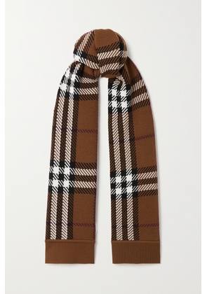 Burberry - Checked Wool-blend Scarf - Brown - One size