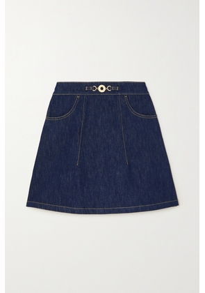 Patou - Embellished Topstitched Denim Mini Skirt - Blue - FR34,FR36,FR38,FR40,FR42,FR44